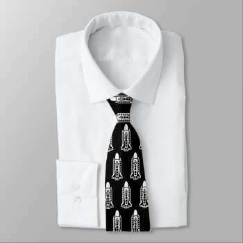 Space Ship Rocket Lift Off Launch Print Black Neck Tie by logotees at Zazzle