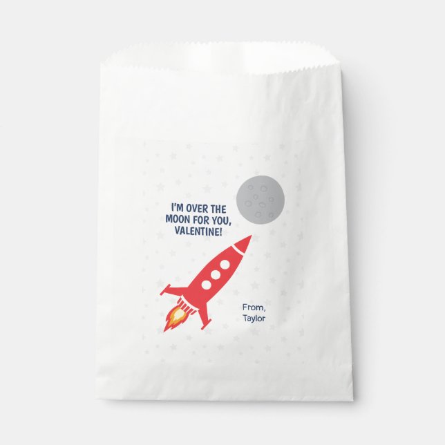 Space Ship Rocket Valentine Favor Bags (Front)