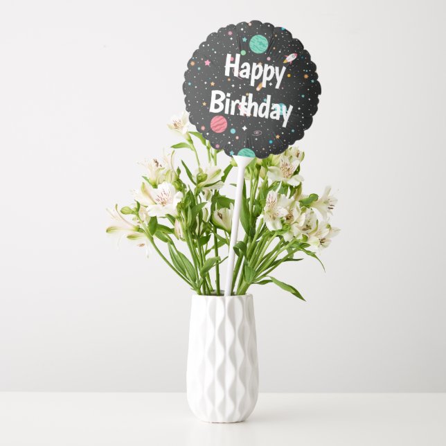 Space Ships and Planets Birthday Balloon (Vase)