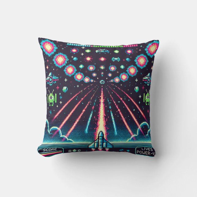 Space Shooter Throw Pillow (Front)