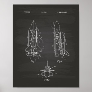 Space Shuttle 1975 Patent Art - Chalkboard Poster