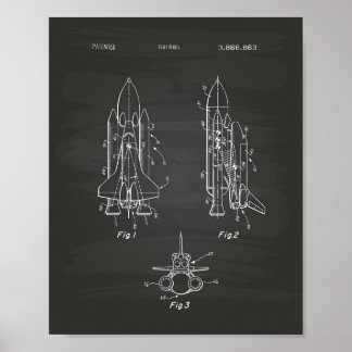 Space Shuttle 1975 Patent Art - Chalkboard Poster