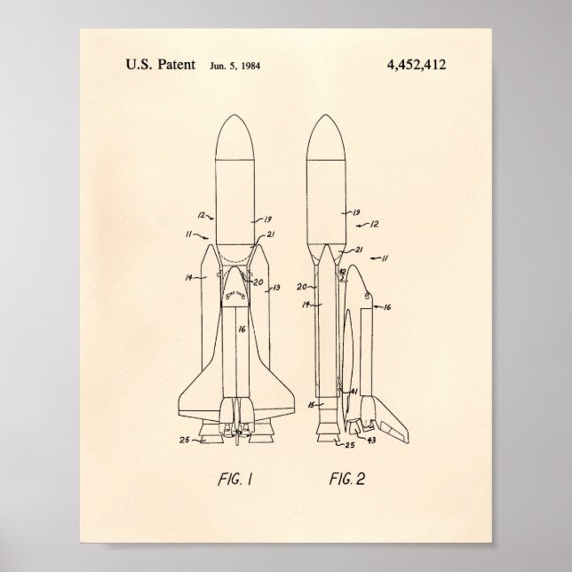 Space Shuttle 1977 Patent Art - Old Peper Poster (Front)