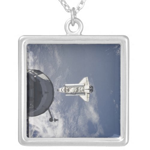 Space Shuttle Atlantis and a Russian spacecraft Silver Plated Necklace
