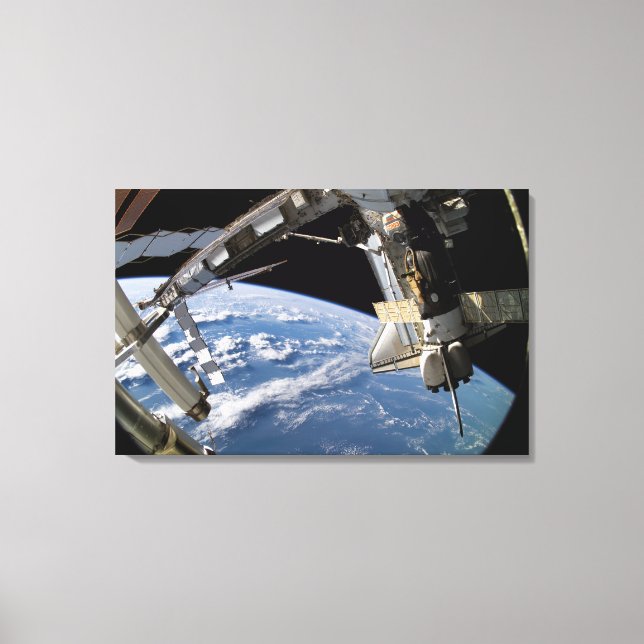 Space Shuttle Atlantis and a Soyuz spacecraft Canvas Print (Front)