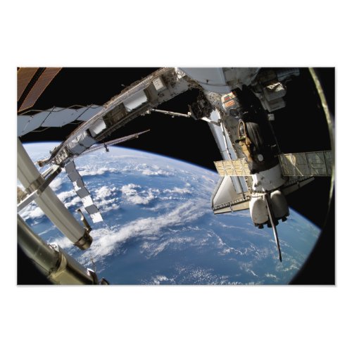 Space Shuttle Atlantis and a Soyuz spacecraft Photo Print