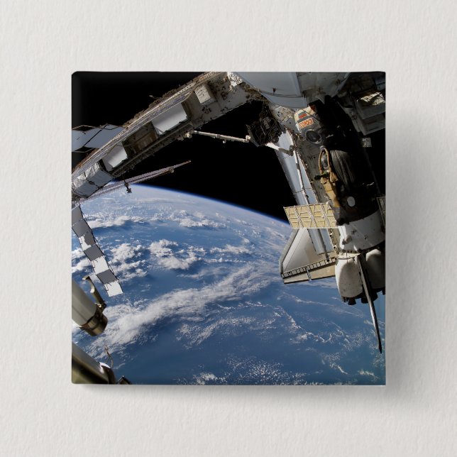 Space Shuttle Atlantis and a Soyuz spacecraft Pinback Button (Front)