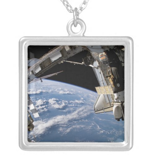 Space Shuttle Atlantis and a Soyuz spacecraft Silver Plated Necklace