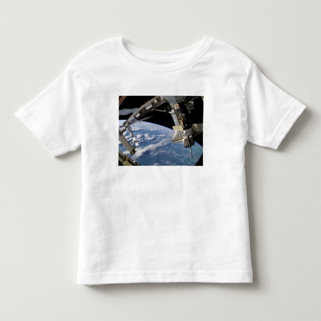Space Shuttle Atlantis and a Soyuz spacecraft Toddler T-shirt (Front)