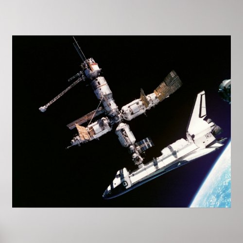 Space Shuttle Atlantis and ISS Poster