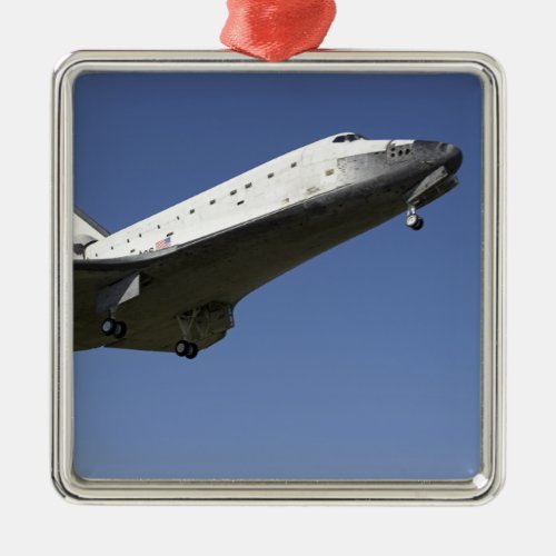 Space shuttle Atlantis approaching Runway 33 2 Metal Ornament