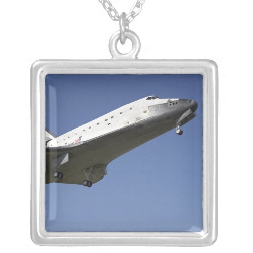 Space shuttle Atlantis approaching Runway 33 2 Silver Plated Necklace