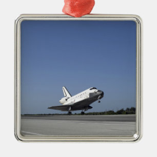 Space shuttle Atlantis approaching Runway 33 Metal Ornament