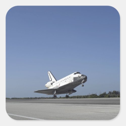 Space shuttle Atlantis approaching Runway 33 Square Sticker