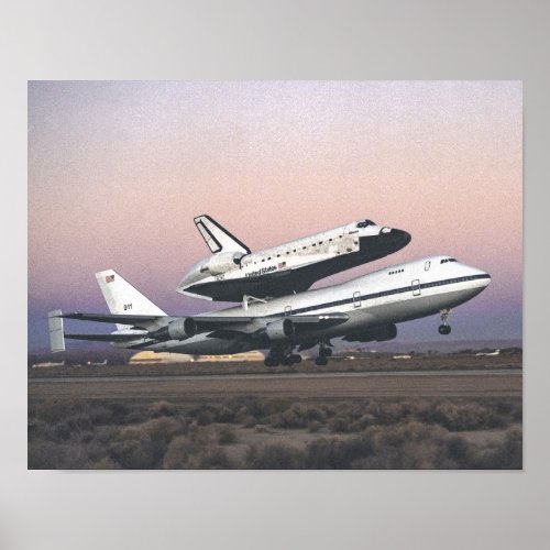 Space Shuttle Atlantis Atop Nasas 747  Poster