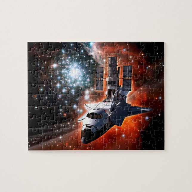 Space Shuttle Atlantis Hubble Telescope Artwork Jigsaw Puzzle (Horizontal)