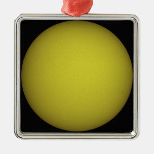 Space Shuttle Atlantis is seen in silhouette Metal Ornament