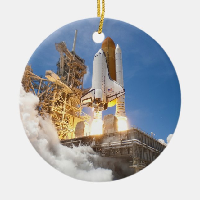 Space Shuttle Atlantis Launching STS-132 Mission Ceramic Ornament (Front)