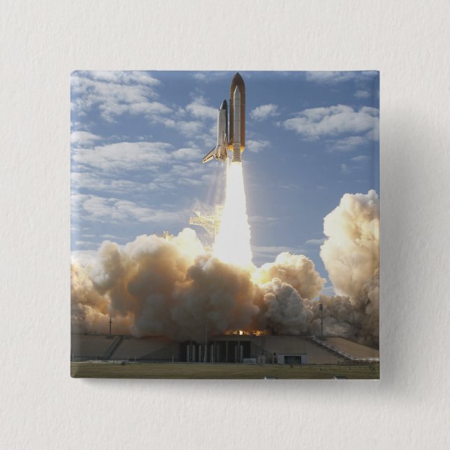 Space Shuttle Atlantis lifts off 10 Button (Front)