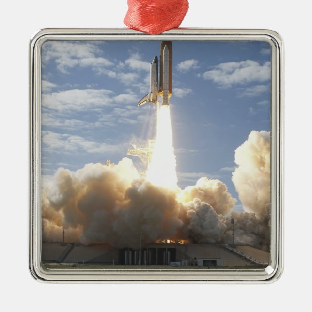 Space Shuttle Atlantis lifts off 10 Metal Ornament (Front)