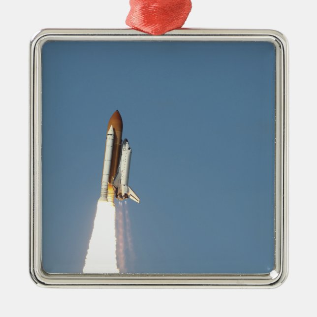 Space Shuttle Atlantis lifts off 11 Metal Ornament (Front)
