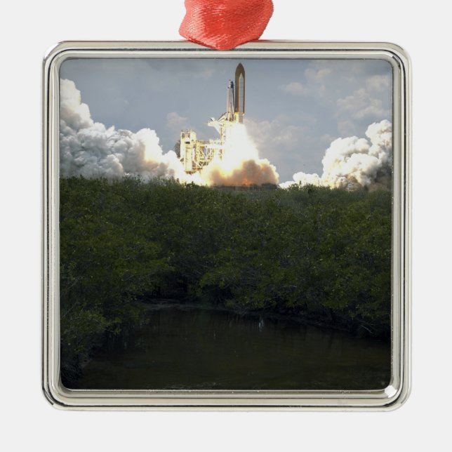Space Shuttle Atlantis lifts off 13 Metal Ornament (Front)