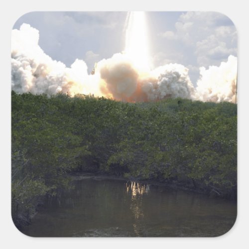 Space Shuttle Atlantis lifts off 14 Square Sticker