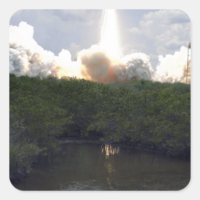 Space Shuttle Atlantis lifts off 14 Square Sticker (Front)