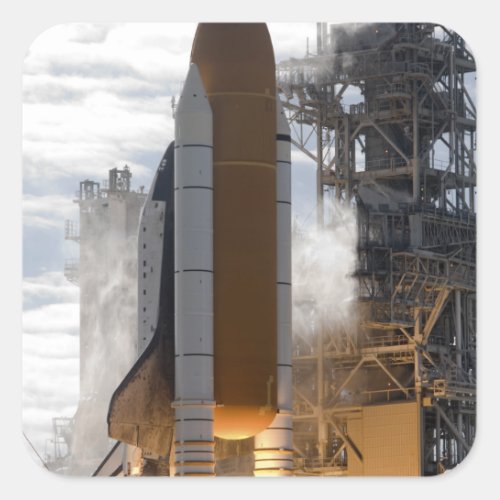 Space Shuttle Atlantis lifts off 15 Square Sticker