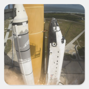 Space Shuttle Atlantis lifts off 17 Square Sticker