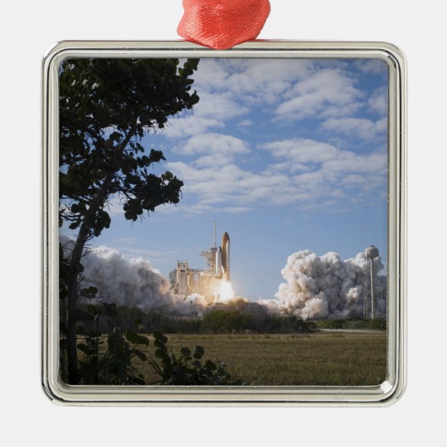 Space Shuttle Atlantis lifts off 18 Metal Ornament (Front)