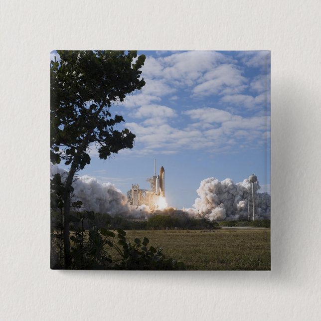 Space Shuttle Atlantis lifts off 18 Pinback Button (Front)