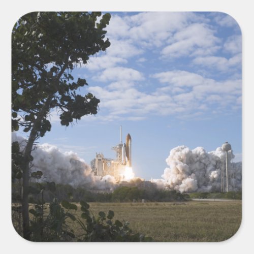 Space Shuttle Atlantis lifts off 18 Square Sticker