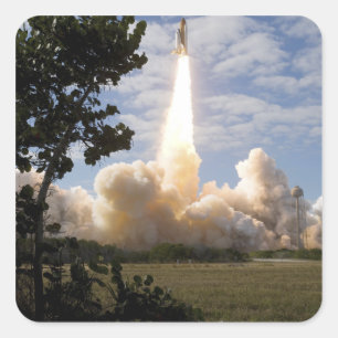 Space Shuttle Atlantis lifts off 19 Square Sticker