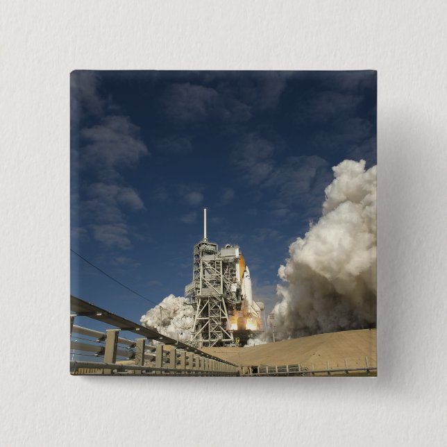 Space Shuttle Atlantis lifts off 20 Button (Front)