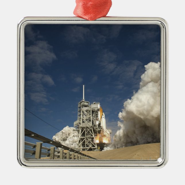 Space Shuttle Atlantis lifts off 20 Metal Ornament (Front)