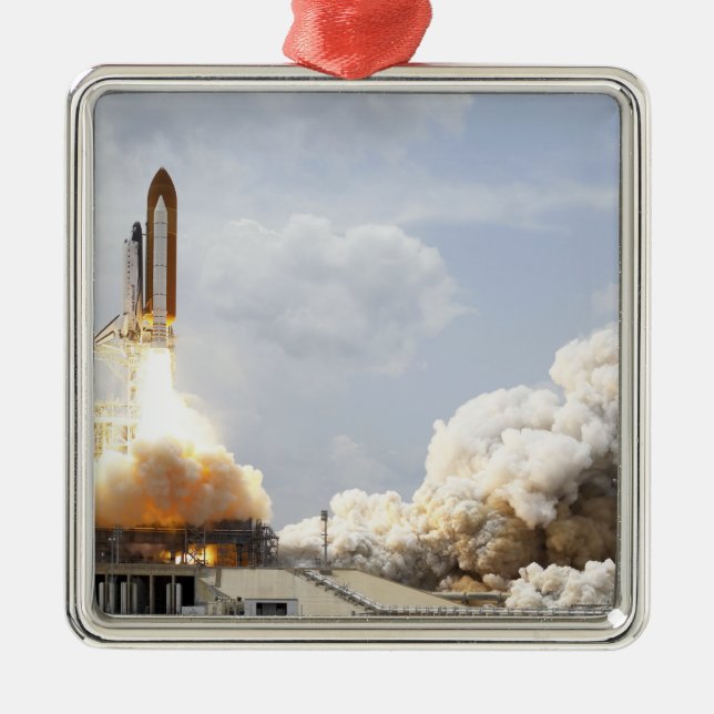 Space Shuttle Atlantis lifts off 21 Metal Ornament (Front)