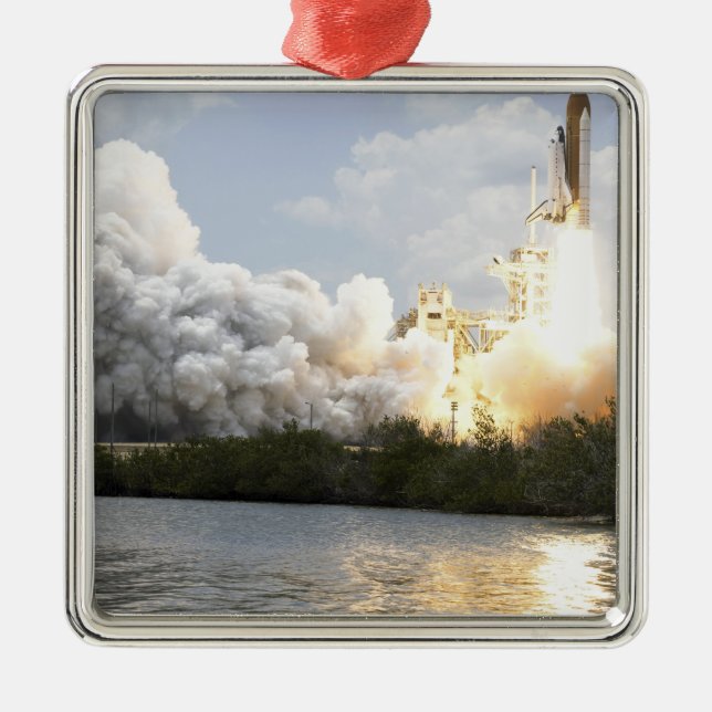 Space Shuttle Atlantis lifts off 22 Metal Ornament (Front)