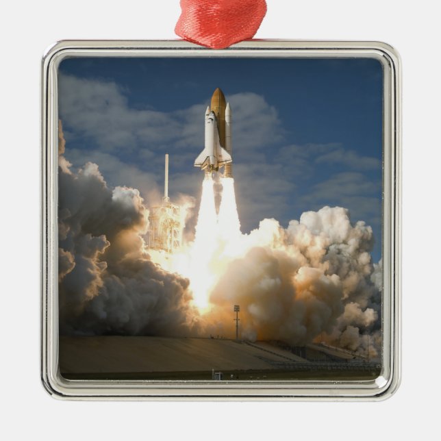 Space Shuttle Atlantis lifts off 24 Metal Ornament (Front)