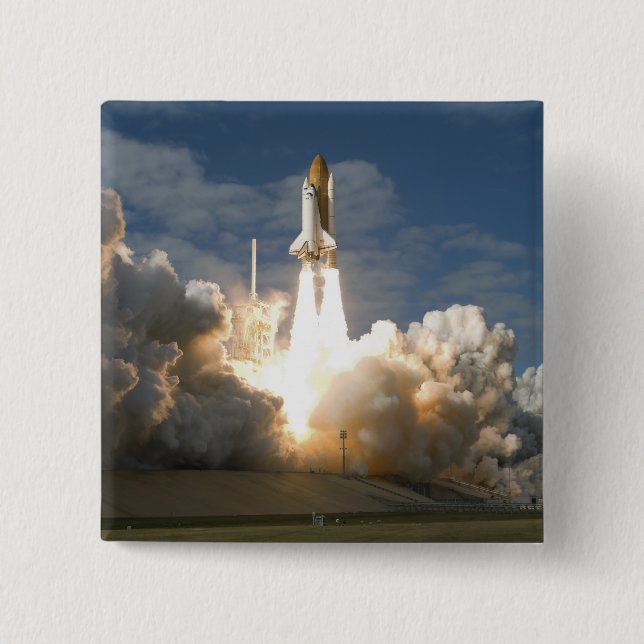 Space Shuttle Atlantis lifts off 24 Pinback Button (Front)