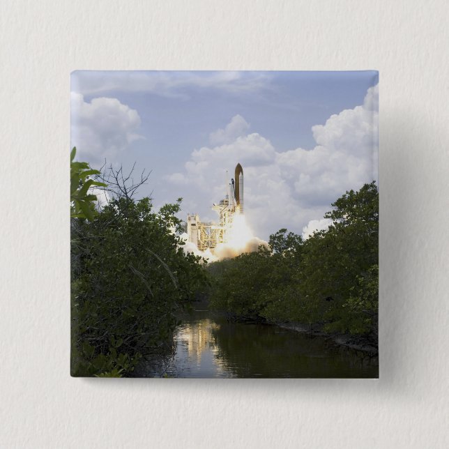 Space Shuttle Atlantis lifts off 25 Button (Front)