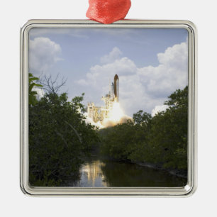 Space Shuttle Atlantis lifts off 25 Metal Ornament