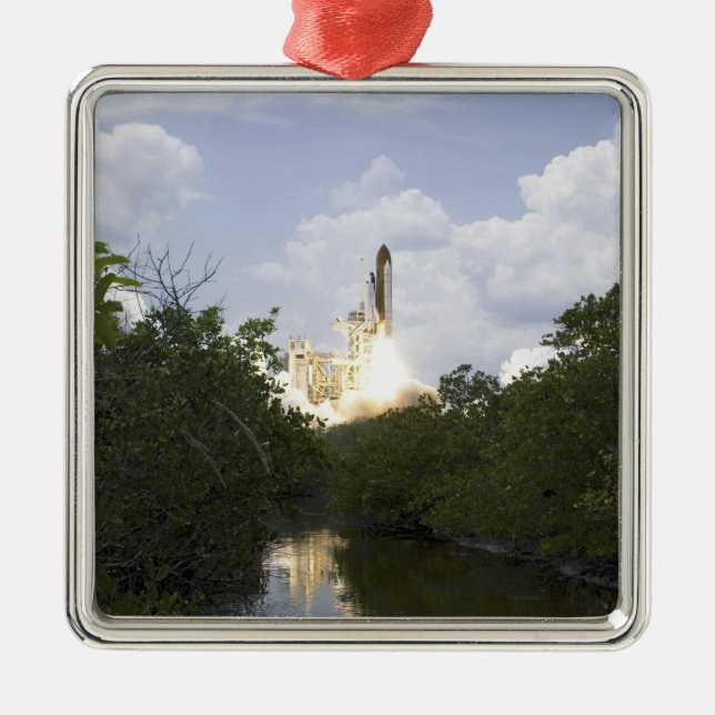 Space Shuttle Atlantis lifts off 25 Metal Ornament (Front)