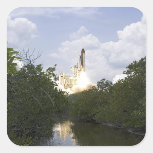 Space Shuttle Atlantis lifts off 25 Square Sticker