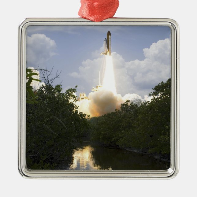 Space Shuttle Atlantis lifts off 26 Metal Ornament (Front)