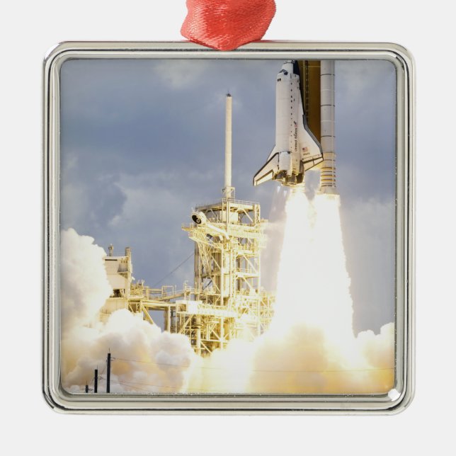 Space Shuttle Atlantis lifts off 2 Metal Ornament (Front)