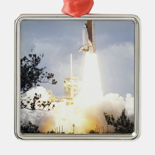 Space Shuttle Atlantis lifts off 4 Metal Ornament (Front)