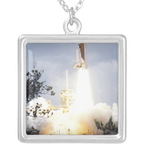 Space Shuttle Atlantis lifts off 4 Silver Plated Necklace