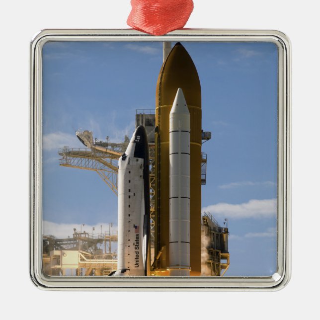 Space Shuttle Atlantis lifts off 5 Metal Ornament (Front)