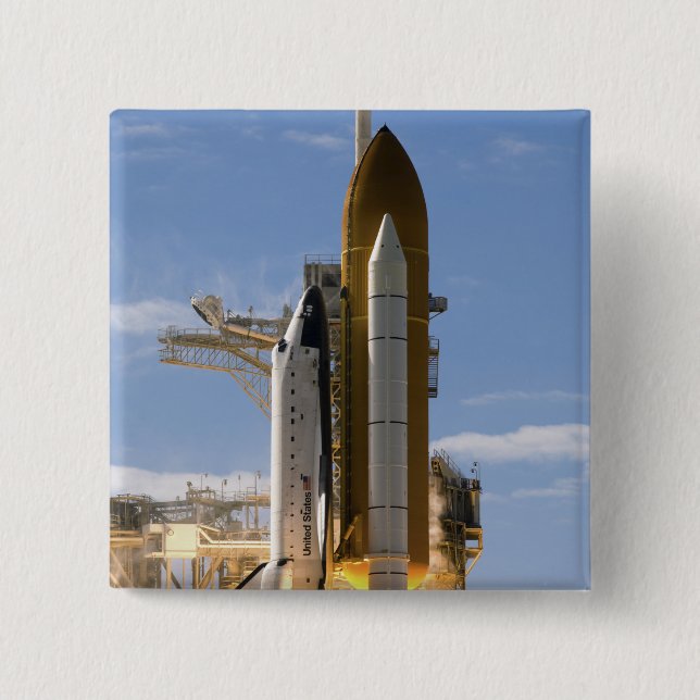 Space Shuttle Atlantis lifts off 5 Pinback Button (Front)